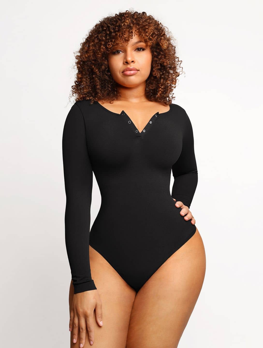 Seamless Long Sleeve Thong Bodysuit