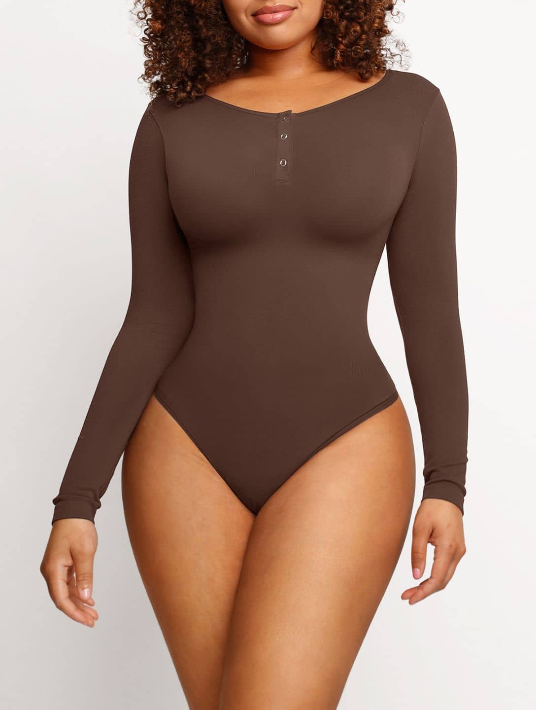 Seamless Long Sleeve Thong Bodysuit