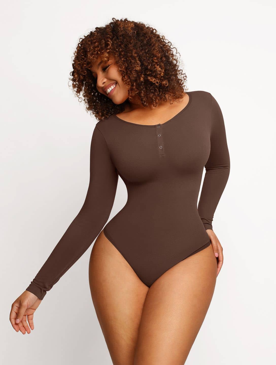 Seamless Long Sleeve Thong Bodysuit