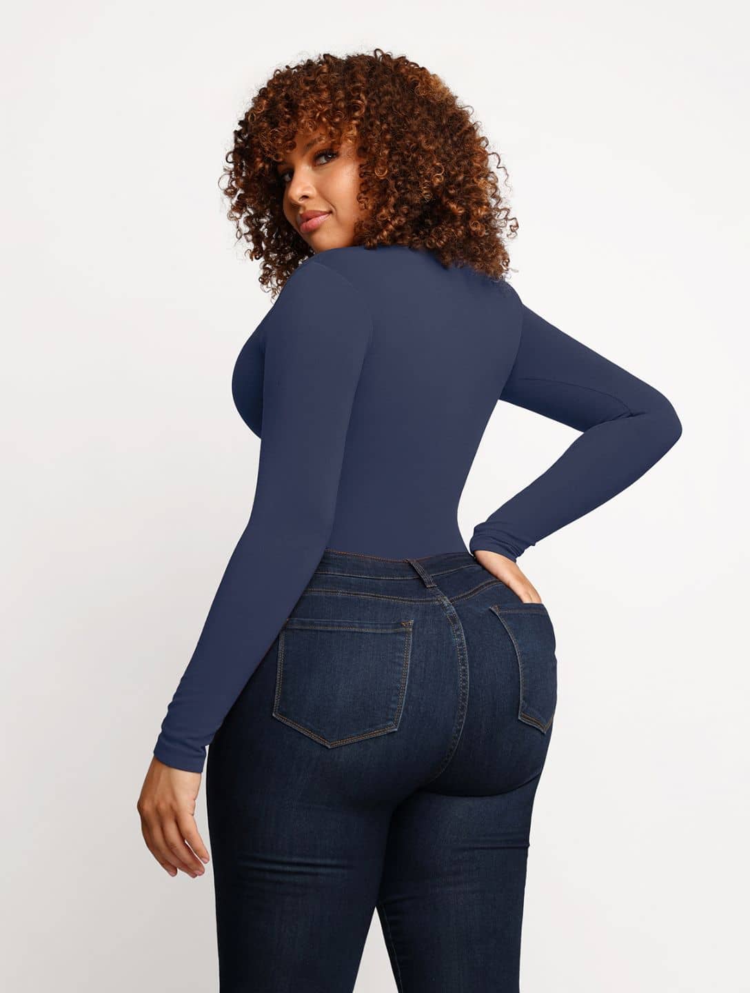 Seamless Long Sleeve Thong Bodysuit