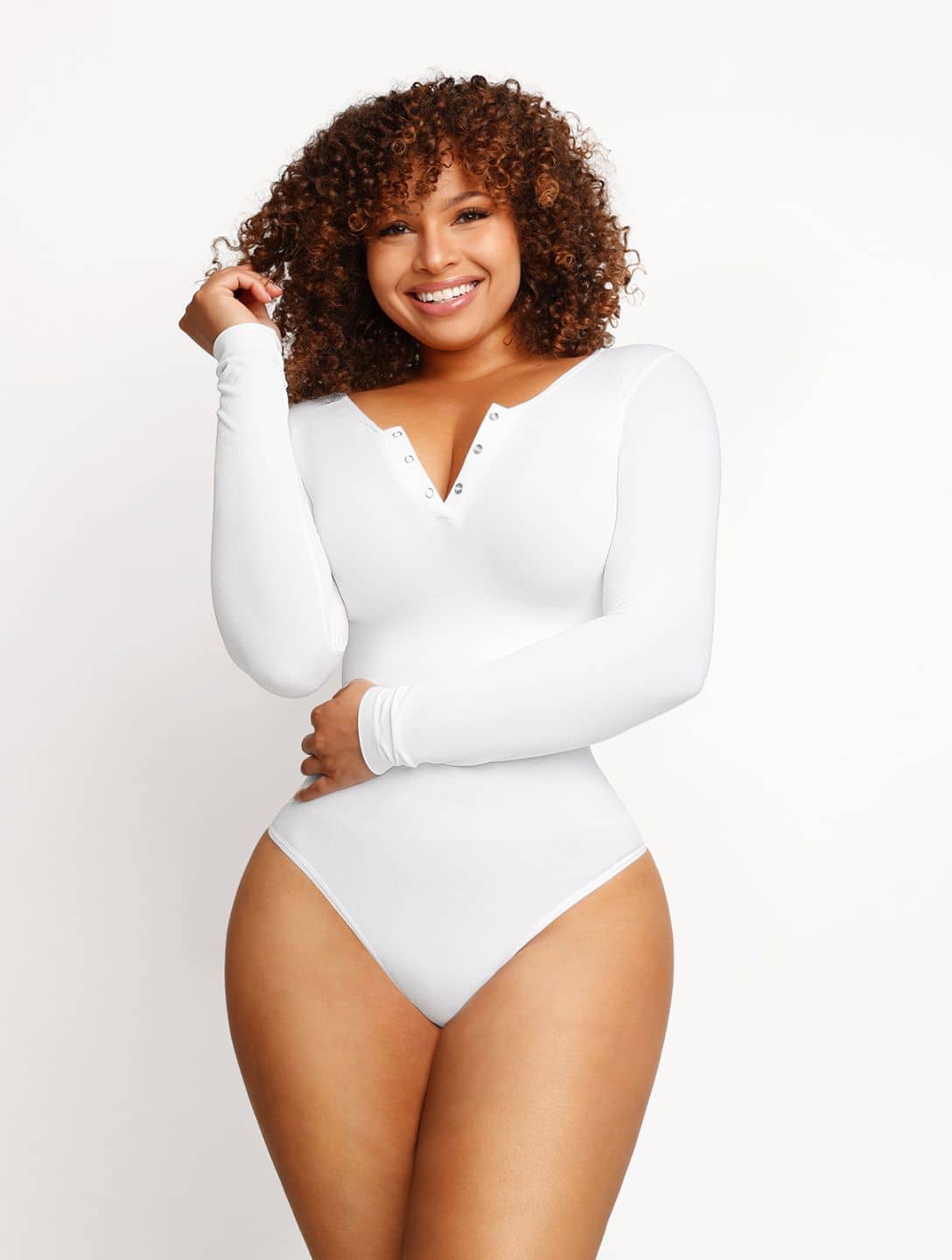 Seamless Long Sleeve Thong Bodysuit