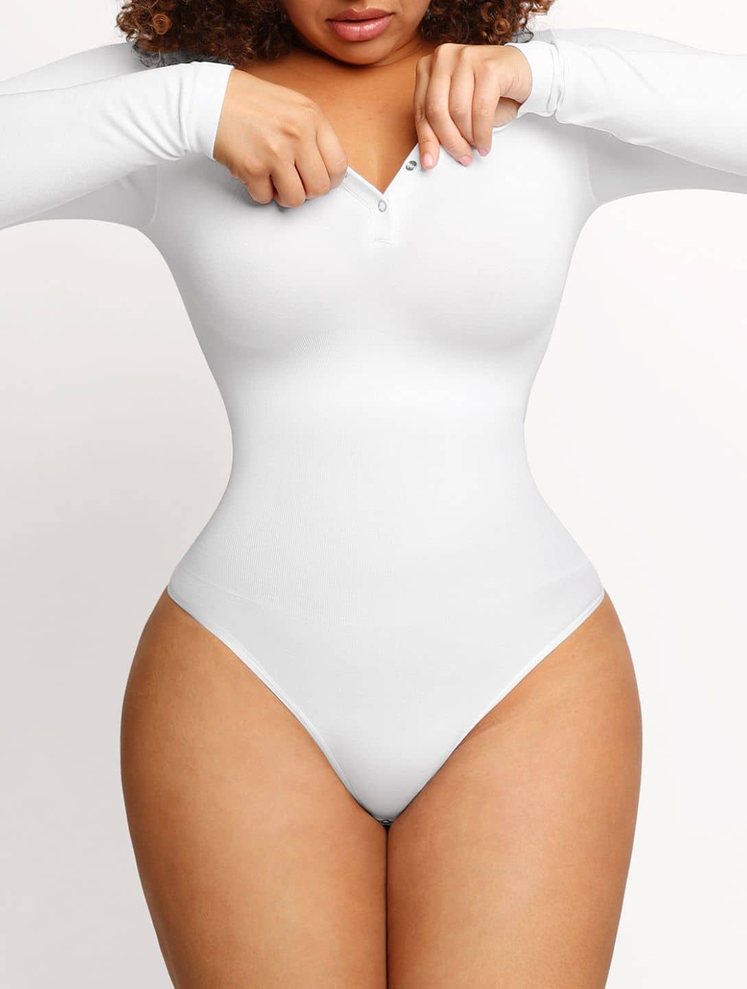 Seamless Long Sleeve Thong Bodysuit